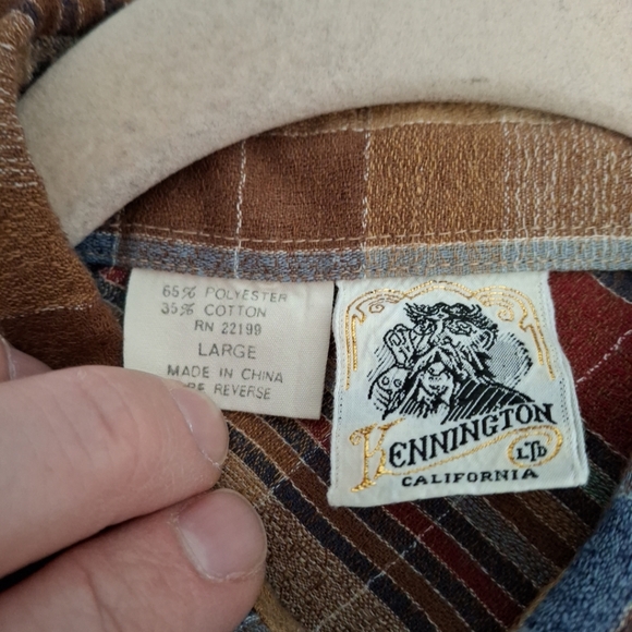 Vintage Kennington California Western Pearl Snap‎ Shirt Mens Size Large Plaid - Picture 7 of 11